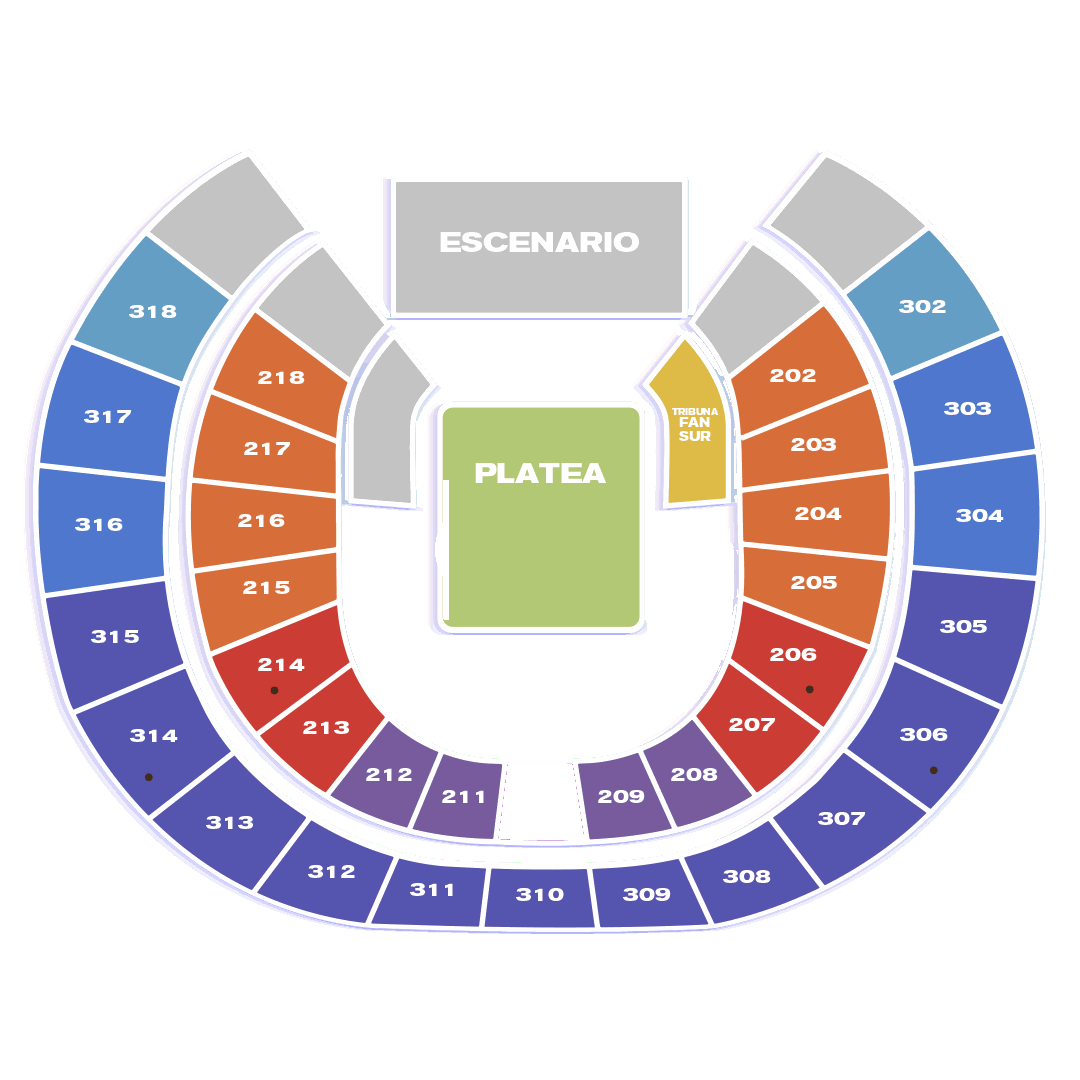 Mapa de sectores del Movistar Arena de Bogotá